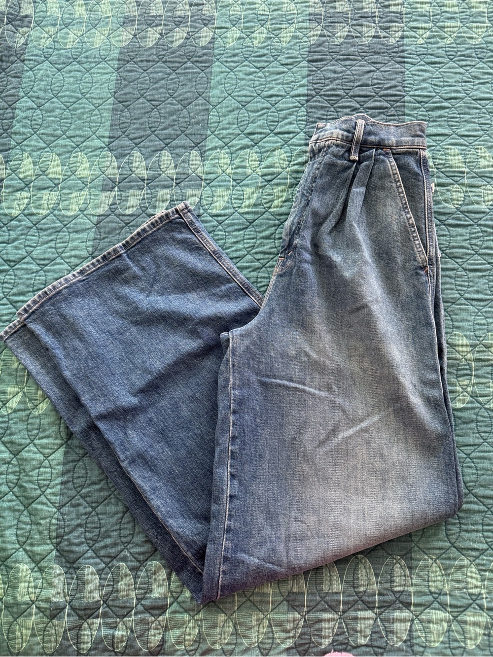 Clare V x MOTHER Pleated Wide Leg Jeans